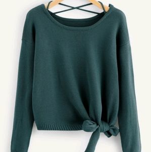 Knot side criss-cross back sweater